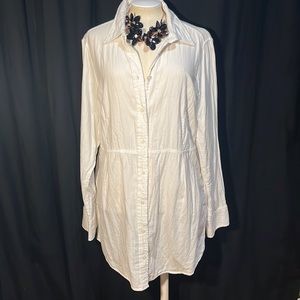 Boden long white cotton tunic with pockets